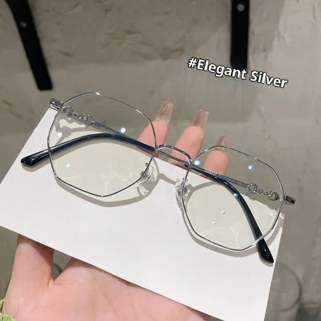Rose Gold Frameless Polygon Anti blue Light Ladies Glasses Silver - Shop at LoveMi