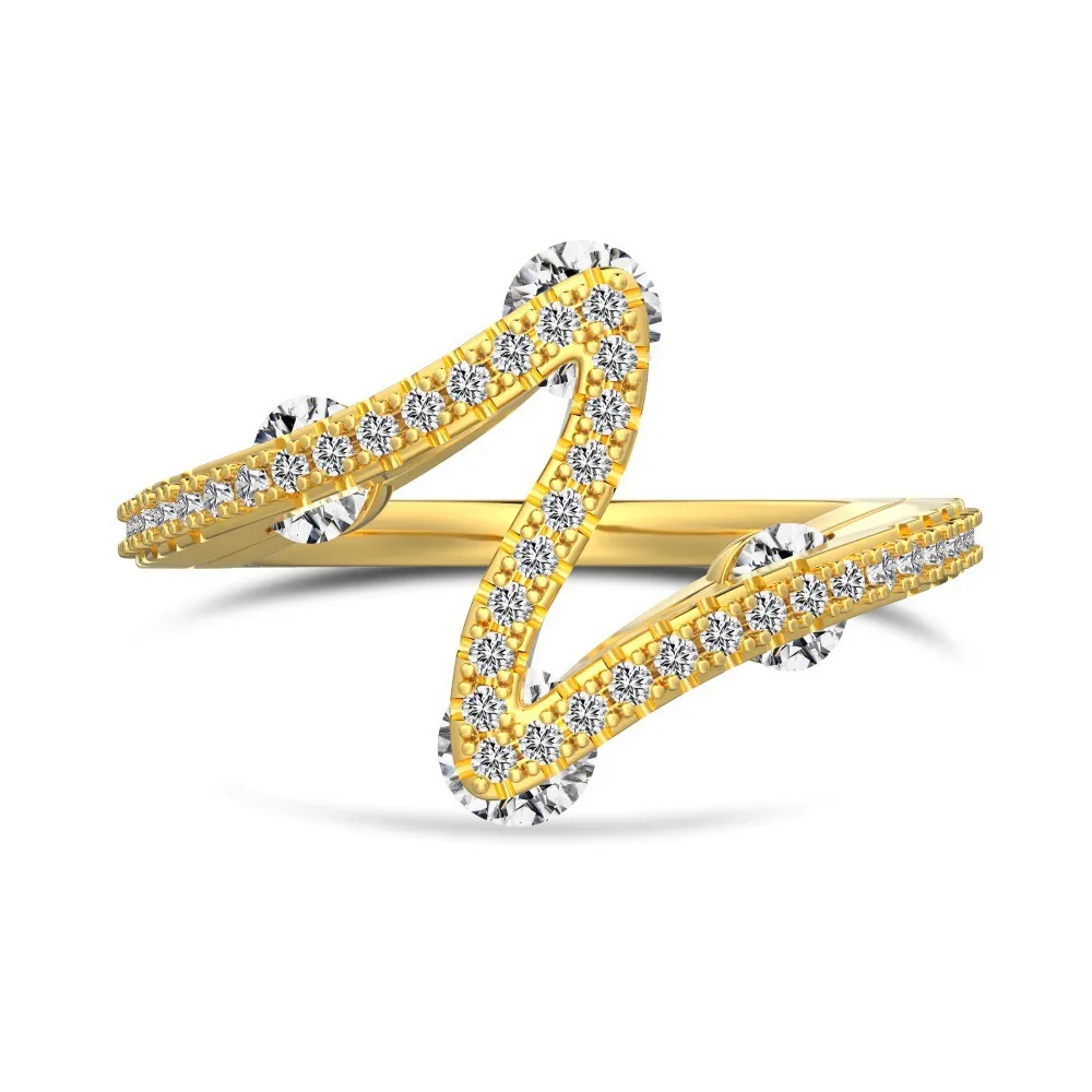S925 Sterling Silver Ring Refined Zircon Design High Sense - Gold