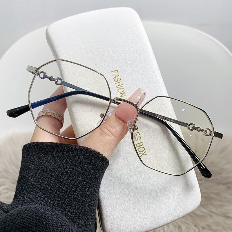 Rose Gold Frameless Polygon Anti-blue Light Ladies Glasses