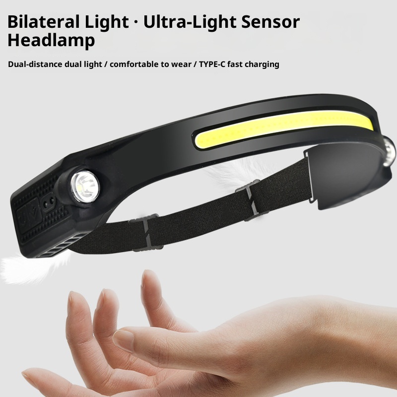 Wave Induction Cob Silicone Headlight Outdoor Riding Light