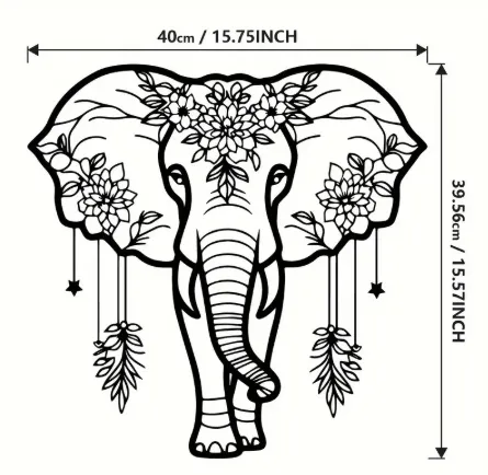 Animal Iron Outdoor Garden Decoration Home Black Silhouette Metal Iron Crafts - Elephant