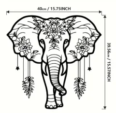 Animal Iron Outdoor Garden Decoration Home Black Silhouette Metal Iron Crafts - Elephant - View 1
