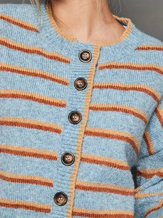 Casual All-match Multicolor Striped Round Neck Sweater - Multicolor