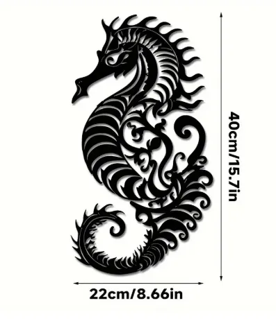 Animal Iron Outdoor Garden Decoration Home Black Silhouette Metal Iron Crafts - Hippocampus