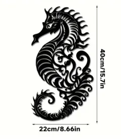 Animal Iron Outdoor Garden Decoration Home Black Silhouette Metal Iron Crafts - Hippocampus - View 1