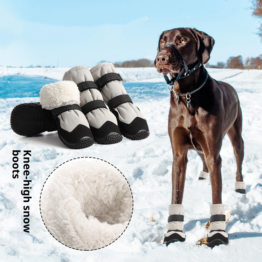 Winter Warm Dog Boots Thickened Long Velvet