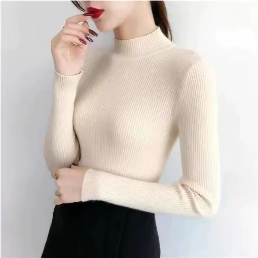 Pullover All matching Slim Fit Skinny Sweater Apricot 2 - Shop at LoveMi