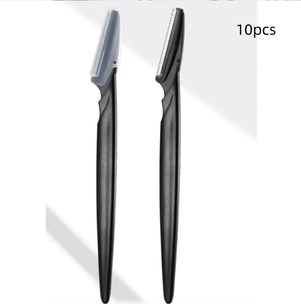 Professional Stainless Steel Eyebrow Trimming Tool Set 10Pcs Black - Shop at LoveMi