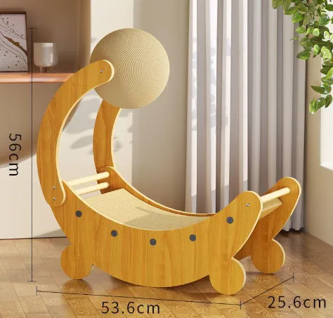 Moon Boat Shape Grinding Paw Chasing Ball Cat Scratch Board Yellow - Shop at LoveMi