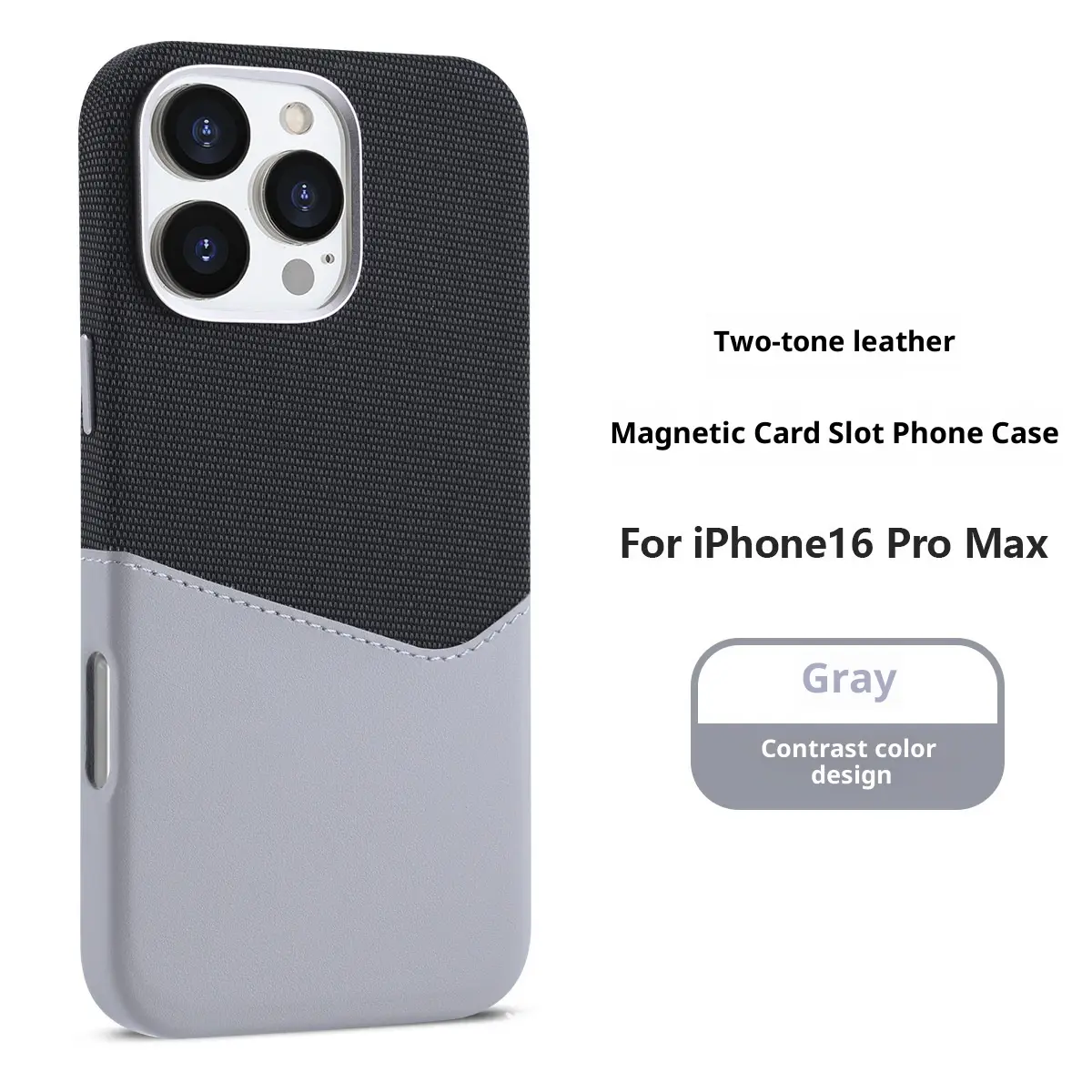 Suitable For 17promax Phone Case Cloth Pattern Stitching Color Leather Magnetic Suction
