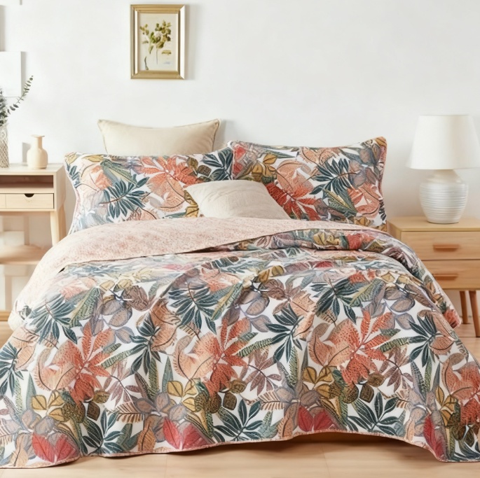 All Cotton Three-piece Bed Cover Set Water Scrubbing Quilt European Quilted Bed Sheet