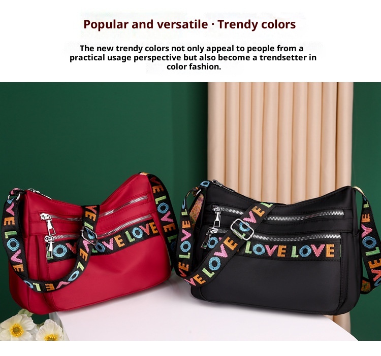 Stylish Oxford Cloth Crossbody Bag in Red: Stitching Details and Ample Pockets