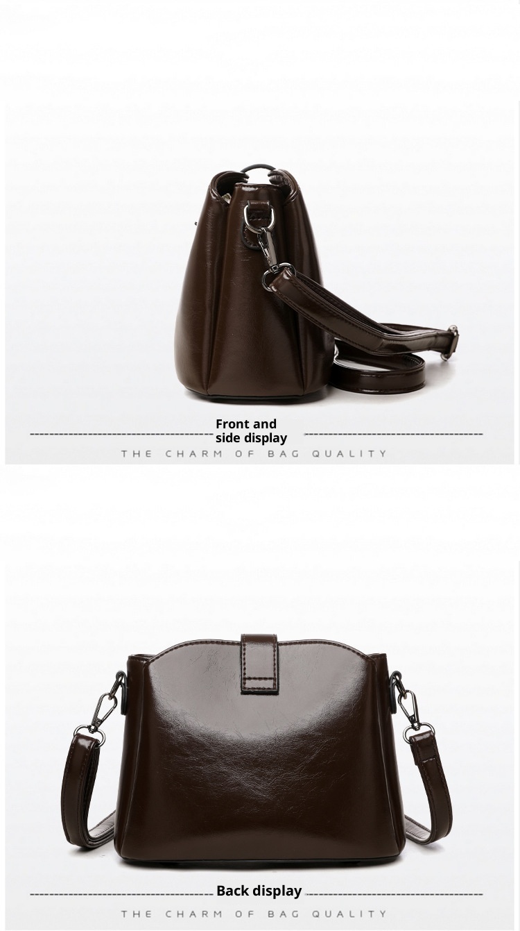 minimalist PU leather bag brown tone medium hardness structured design
