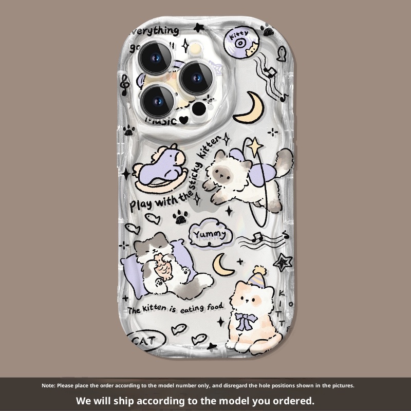 Cream Pattern Transparent Drop-resistant All-inclusive Bracket Phone Case - Image 5