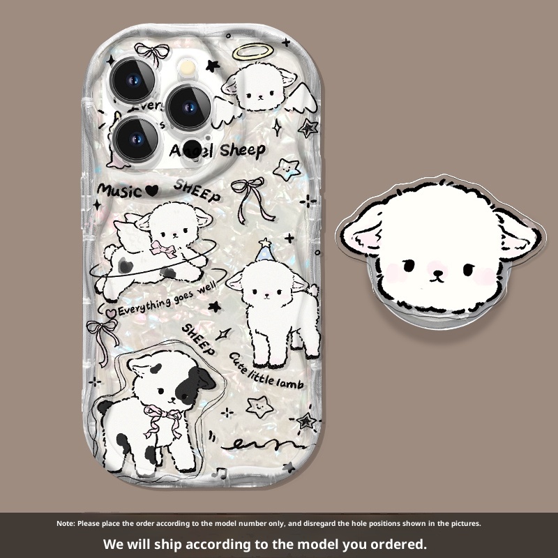 Cream Pattern Transparent Drop-resistant All-inclusive Bracket Phone Case - Image 3