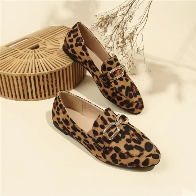 Leopard Print Casual Soft Bottom Pumps Women Casual Shoes Round Toe Flats Leopard - Shop at LoveMi