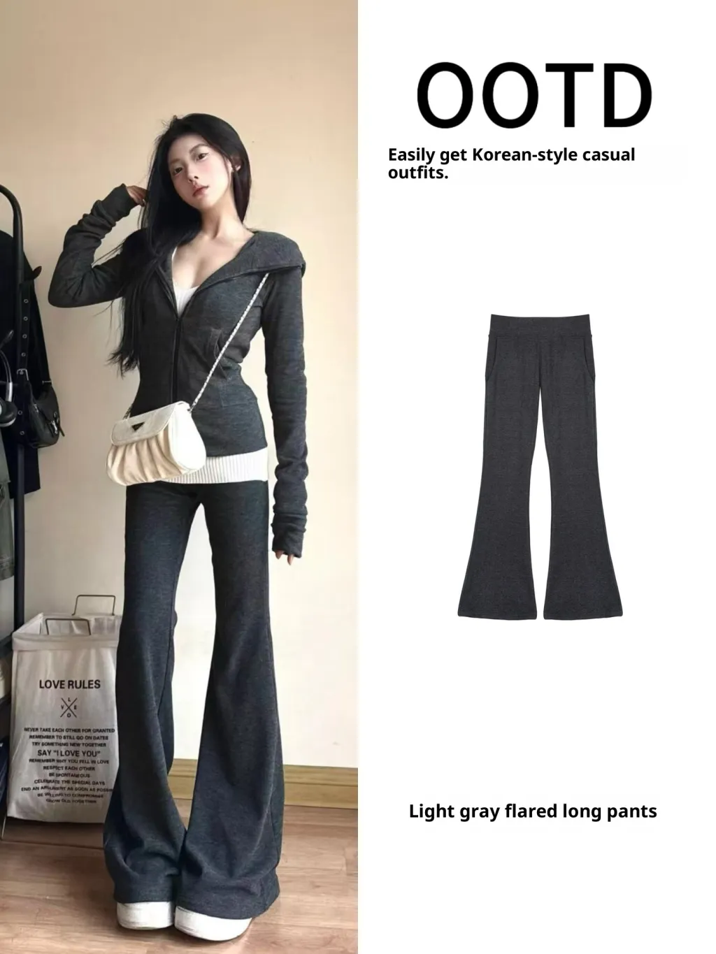 Korean Style New High Sense Small Lazy Slim Coat - Heather Gray Pants