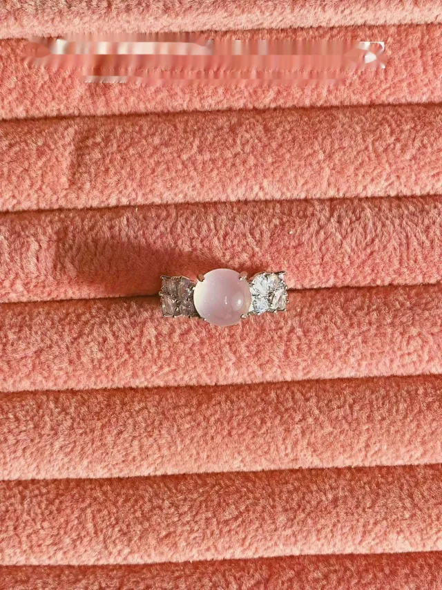 Special interest Design Unique Water foam Jade Bingyue Ring Transparent Opal Rhinestone Ring White - Shop at LoveMi