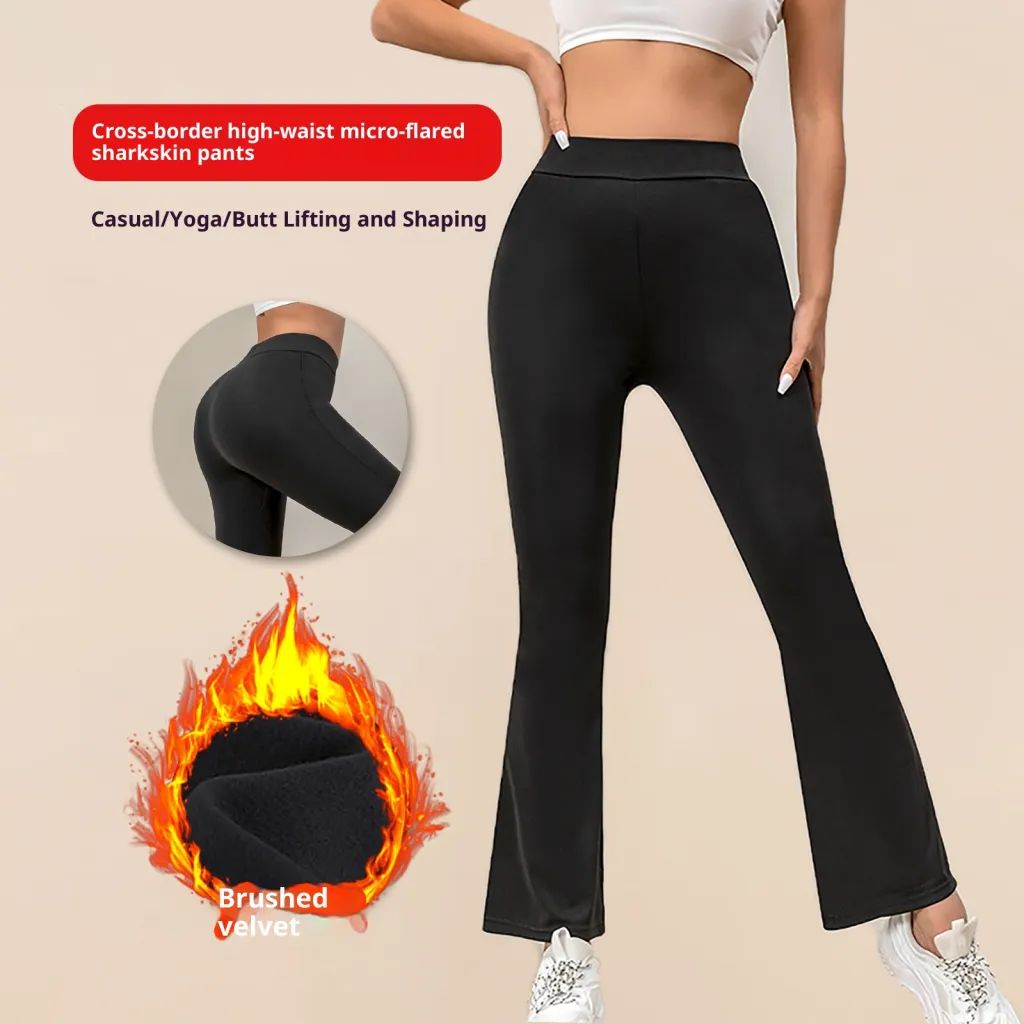 Women's High Waist Hip Lift Yoga Pants Fleece-lined Casual - Black