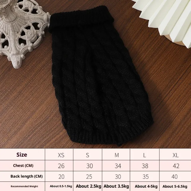 Pet Warm And Cute Good looking Cable knit Sweater Simple Casual Two Feet Apparel Vest Black - Shop at LoveMi