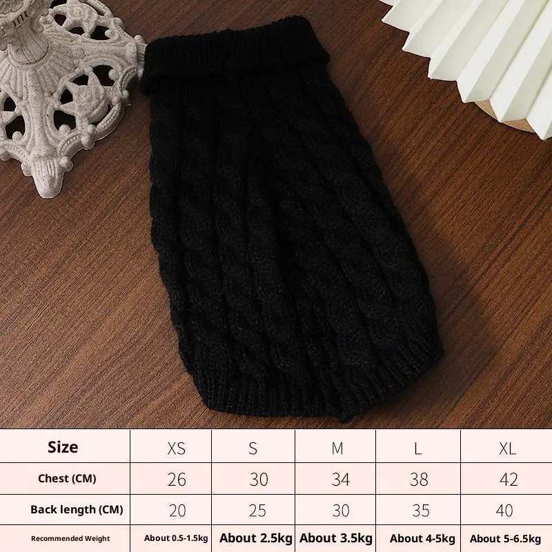 Pet Warm And Cute Good-looking Cable-knit Sweater Simple Casual Two Feet Apparel Vest - Black