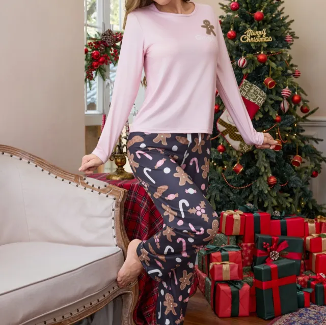 Women's New Year Pajamas Fashion Trend Casual Long Sleeve Pants Suit Style 4 S - Shop at LoveMi