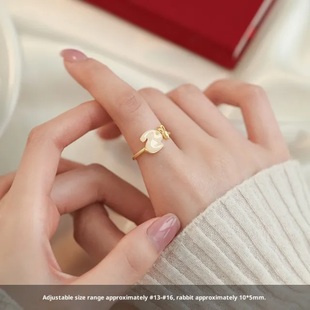 925 Sterling Silver Jade Hare Ring Design High grade Ring Adjustable Opening - Shop at LoveMi
