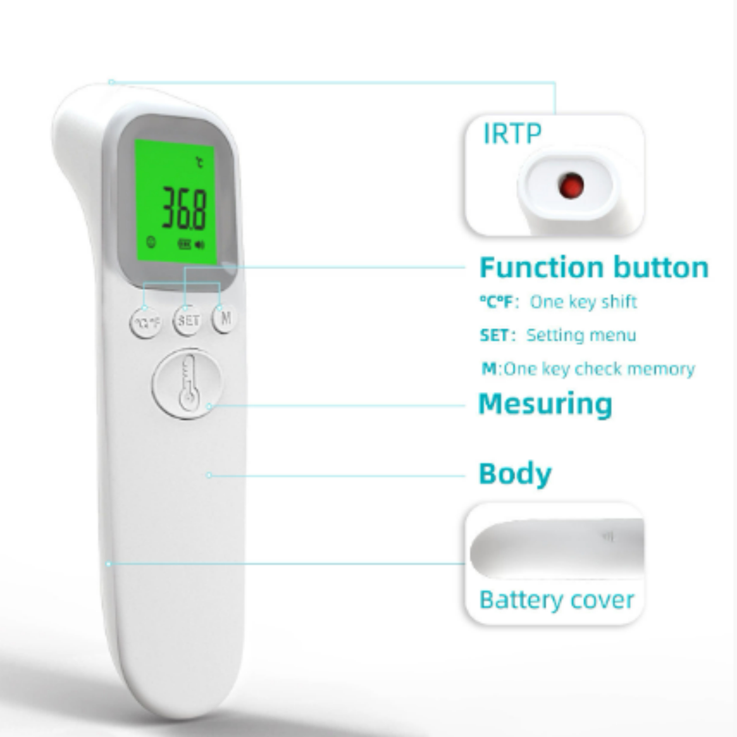 Portable Forehead Temperature Gun For Home Use