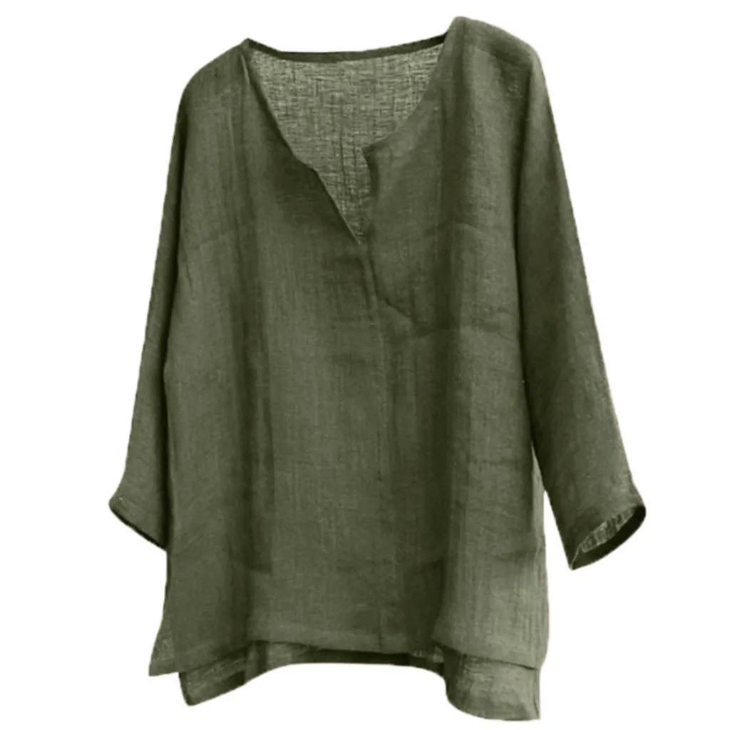 V-neck Men's Long-sleeved Shirt - Army Green