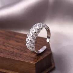 Ring Real Gold Zircon Ornament Adjustable Retro Heavy Industry Ring Ornament Ornament - J060 Silver - View 1