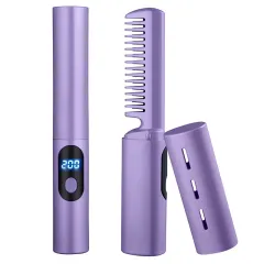Wireless Straight Comb Mini Anion Does Not Hurt Hair - Purple - View 1