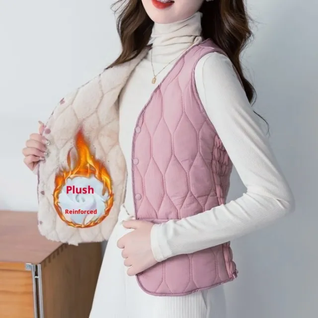 Vest Women's Short Bottoming Autumn And Winter Plus Velvet Thickened Pink - Shop at LoveMi