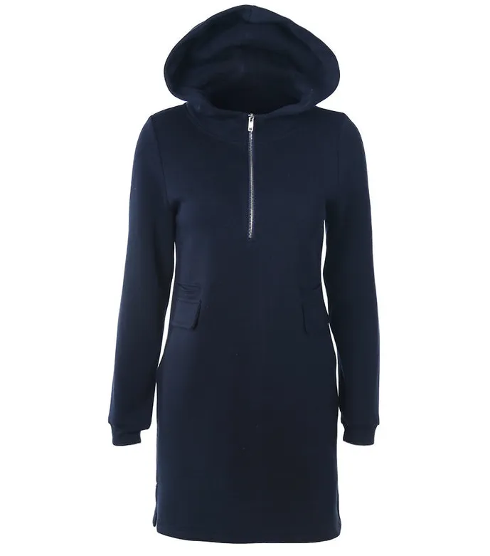 Women's Hooded Zip-Up Sweatshirt Dress Eva Jonsson - Navy Blue