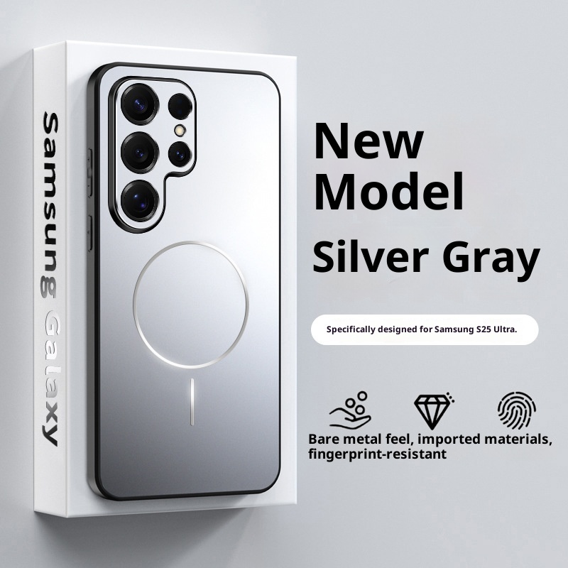 Applicable To S25Ultra Fine Circle Magnetic Suction Phone Case Frosted All-inclusive S24 Soft Edge