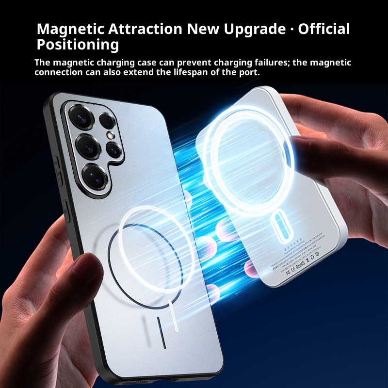 Applicable To S25Ultra Fine Circle Magnetic Suction Phone Case Frosted All-inclusive S24 Soft Edge