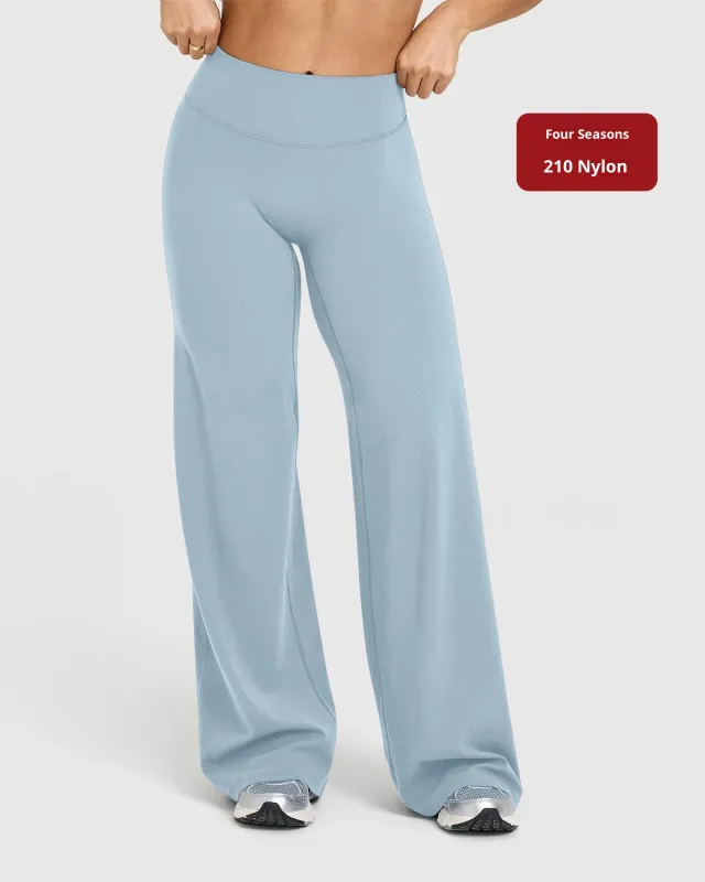 Slimming Casual Straight leg Women's Wide Leg Sports Yoga Pants Windmill Blue - Shop at LoveMi
