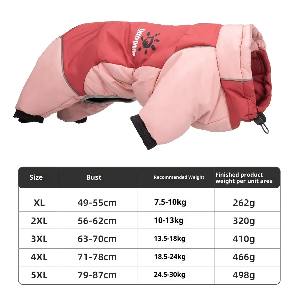 Thick Jacket Cotton Clothes Highlight Strong Reflective Dog Cotton Clothes - Pink