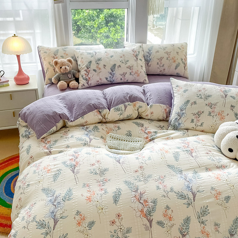 Aerobic Jacquard Cloud Yarn Cotton Four-piece Set Soft Skin-friendly