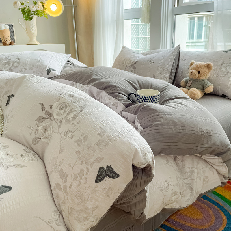 Aerobic Jacquard Cloud Yarn Cotton Four-piece Set Soft Skin-friendly