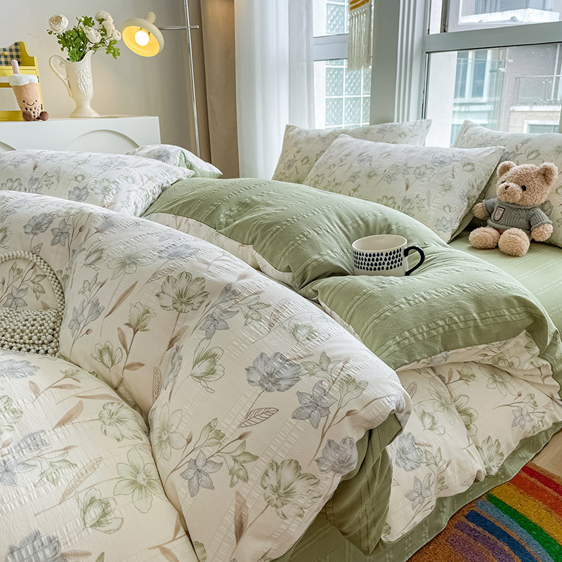 Aerobic Jacquard Cloud Yarn Cotton Four-piece Set Soft Skin-friendly