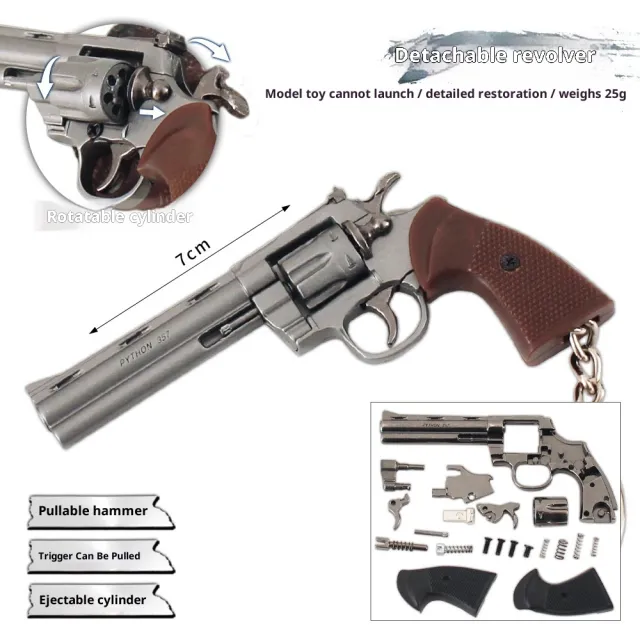 Mini Detachable Revolver Model Keychain (Non Firing Replica, 7cm, 25g) Gunmetal Gun Color - Shop at LoveMi