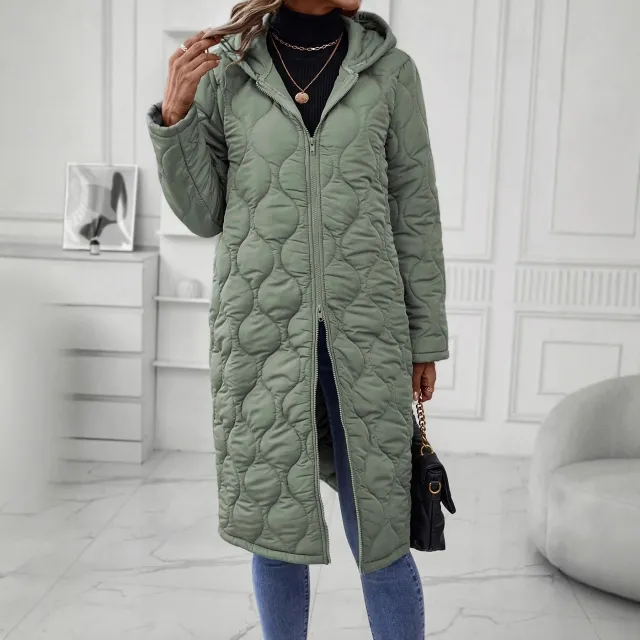 Zipper Hooded Thickened Jacket Cotton Clothes Women's Clothes Green - Shop at LoveMi