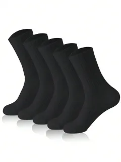 Deodorant Sweat-absorbing Business Socks Large Size Stockings Autumn - Stripes 5Pairs Of Black - View 1