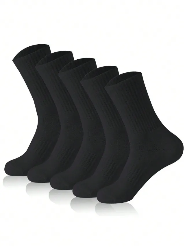 Deodorant Sweat absorbing Business Socks Large Size Stockings Autumn Stripes 5Pairs Of Black - Shop at LoveMi