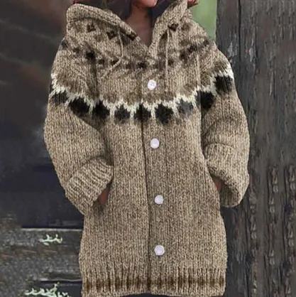 3D Printed Autumn Winter Coat Thickened Hooded Cardigan Sweater - Jlwttcfs519
