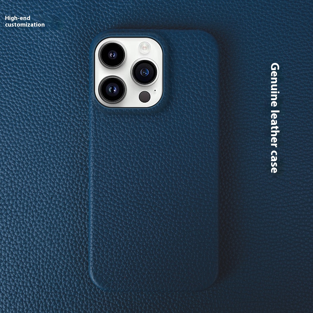 Simple Solid Color Leather Half Pack Phone Case