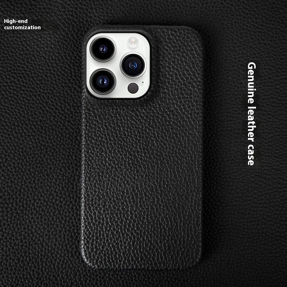 Simple Solid Color Leather Half Pack Phone Case