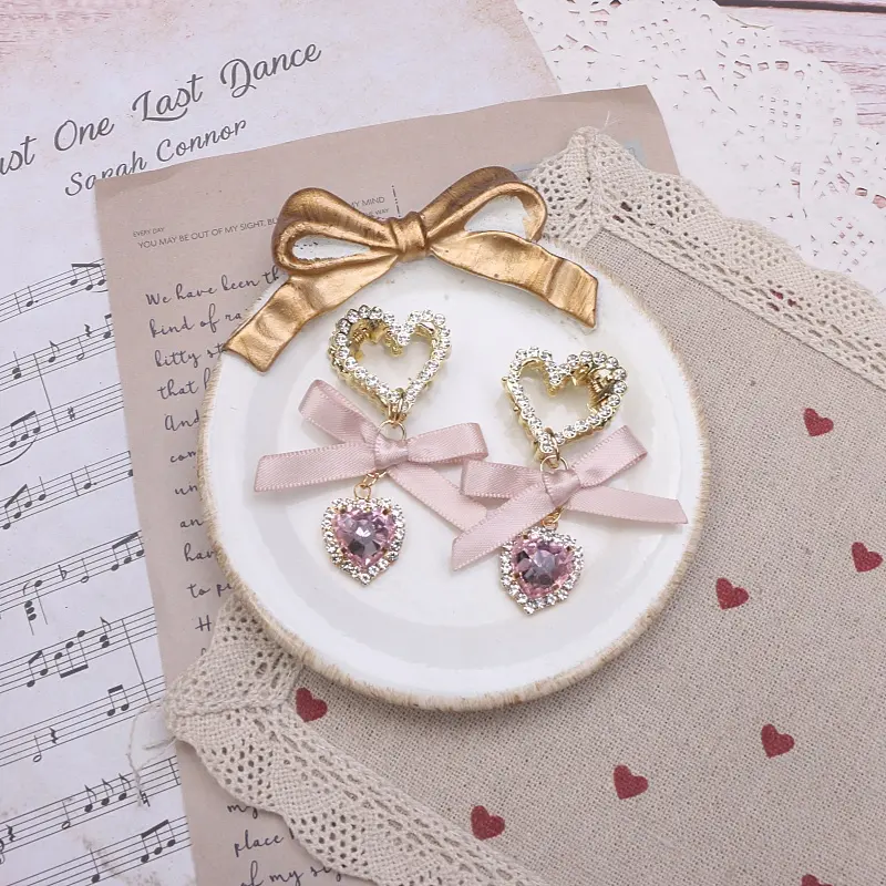 Sweet Cute Mass-produced Headdress Lace Bow Rhinestone