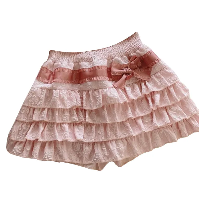 Girlish Style Velvet Puffy Cake High Waist Skirt Pink - Shop at LoveMi