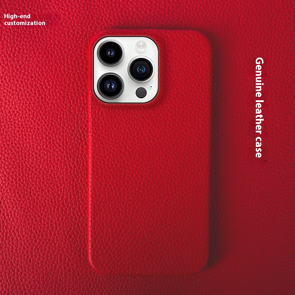 Simple Solid Color Leather Half Pack Phone Case